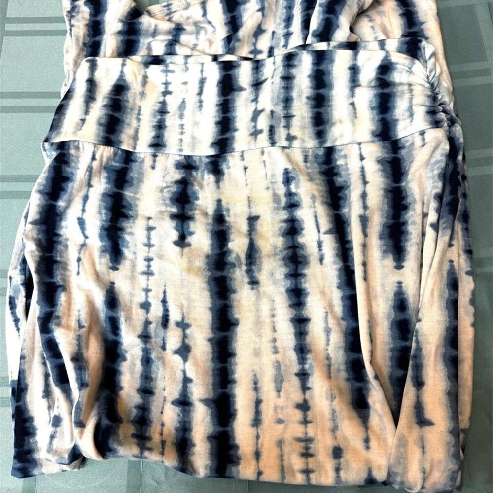BOGO Faded Glory Blue & Cream Tie Dye Midi Skirt size Large 12 14 - Picture 2 of 4